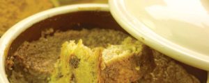 Festive bread and butter pudding with coconut oil and coconut blossom sugar