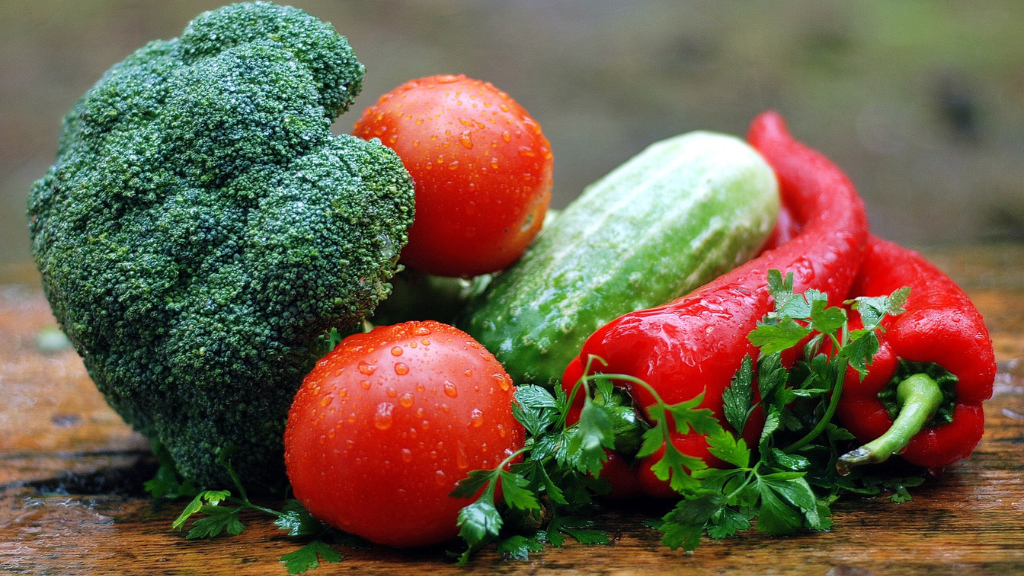 broccoli tomatoes peppers courgettes