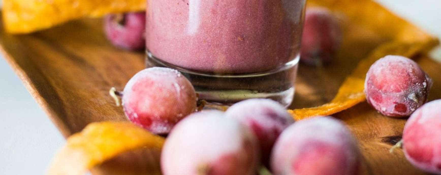 Recipe for protein shake with wheat germ and coconut flour with pomegranate