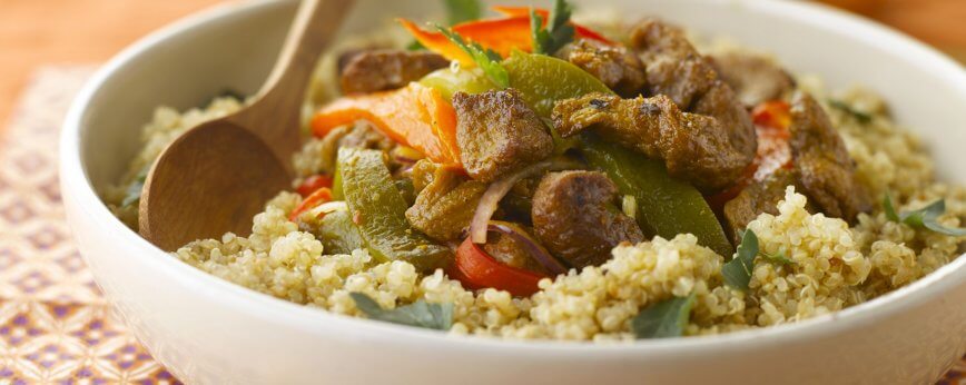 Vegetarian Sweet chili with quinoa and seitan - Amanprana